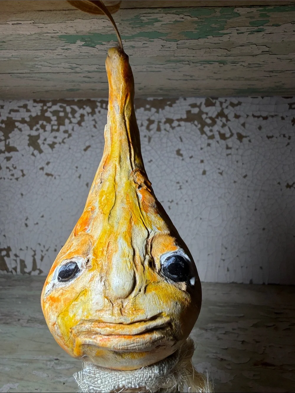 🎃 Grumpy Gourd Guy Yellow/Orange Decorative Halloween - Handmade
